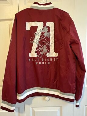 Disney Parks/ Walt Disney World burgundy Windbreaker Varsity Jacket Authentic 71